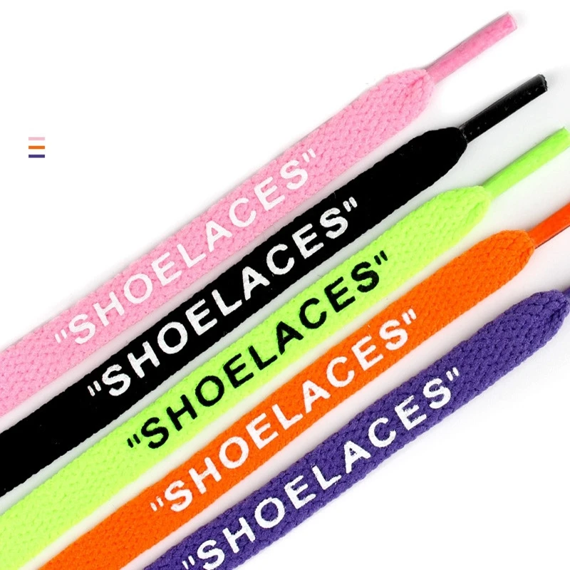 

New 1pair Printing Letter Shoelaces SHOELACES Flat Braided Shoe Lace Colorful Personality Off White Sneakers Shoelace AFI