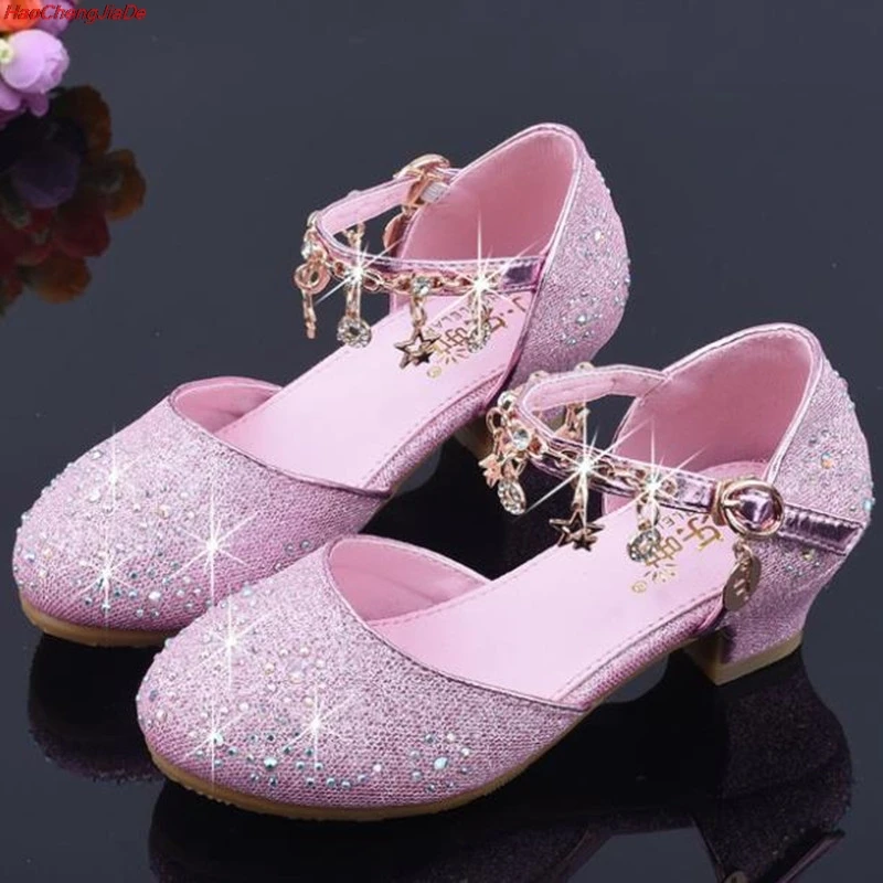 Summer Brand New Baby Girls Sandals Fantasy Gold High-heeled Beads Princess Shoes Kids Chaussures Ballerine Fille