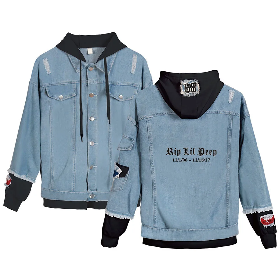 Джинсовая куртка мужская Lil Peep джинсовая куртка мужская ветровка плюс длинное пальто теплая одежда Ковбой поп черная модная верхняя одежда для мужчин 4XL - Цвет: Lil Peep Jacket 11