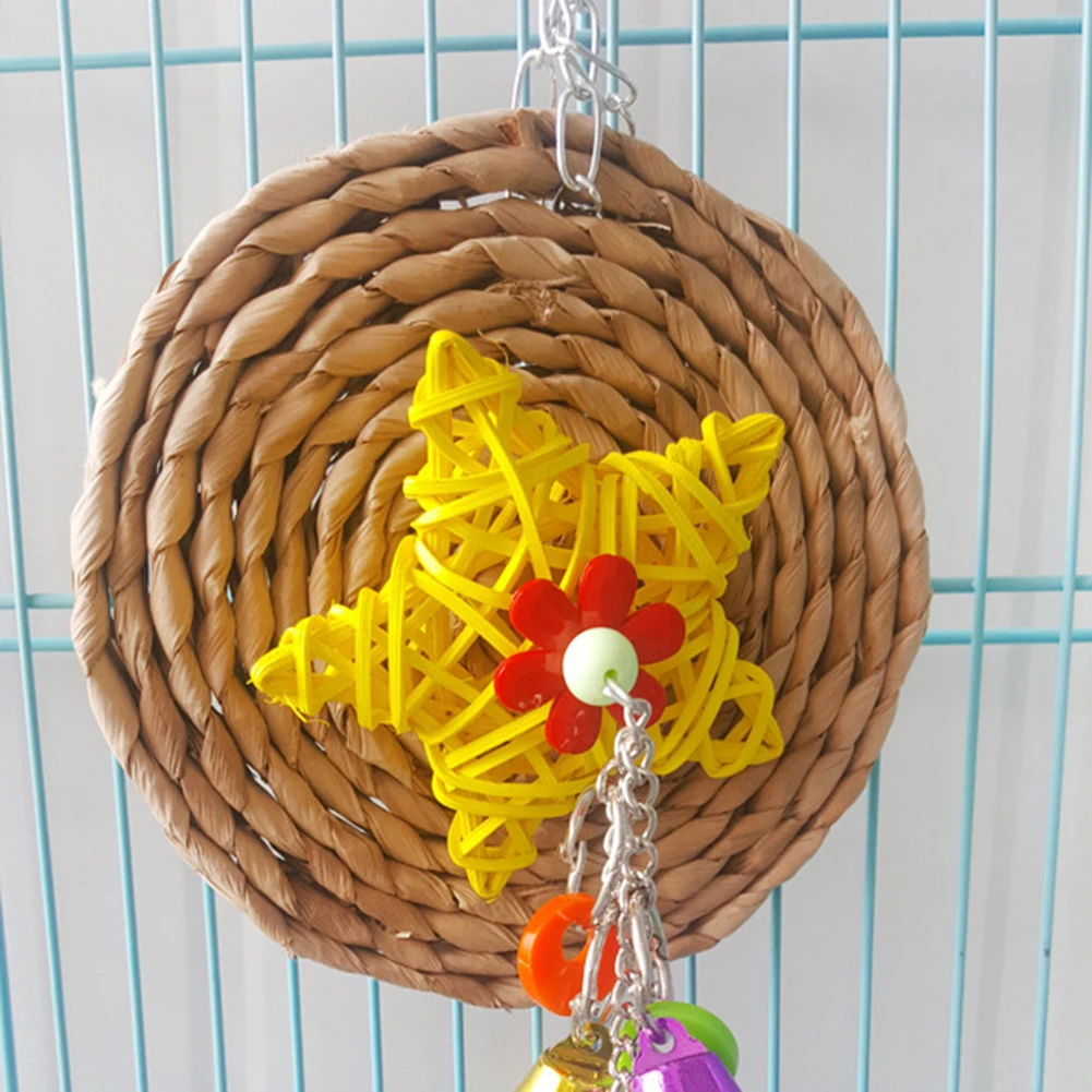 Pet Bird Bells диск звезда кукурузы шелухи Висячие кусать Жевательная интерактивная игрушка