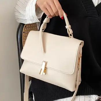 

Elegant Female Solid color Tote bag 2020 Fashion New Quality PU Leather Women's Designer Handbag Lock Shoulder Messenger Bag