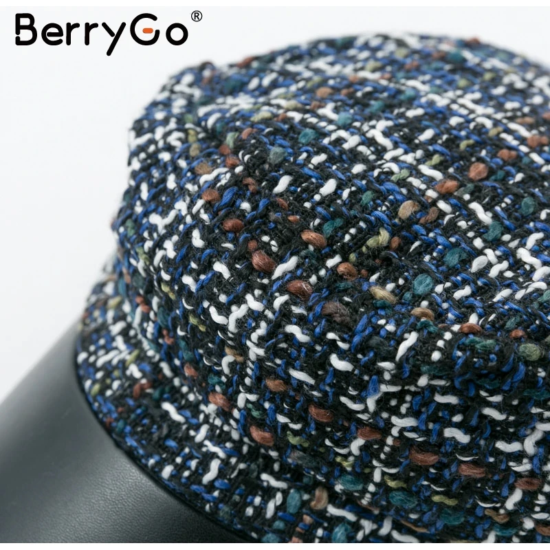 BerryGo элегантный твидовый в клетку Военная Кепка Женская Повседневная осенне-зимняя Модный берет шапка женские шапки уличная Женская малярные шляпы