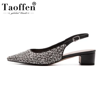 

Taoffen Spring Women Flats Real Leather Buckle Pointed Toe Flat Shoes Woman Summer Office Party Shoes Footwear Size 33-40