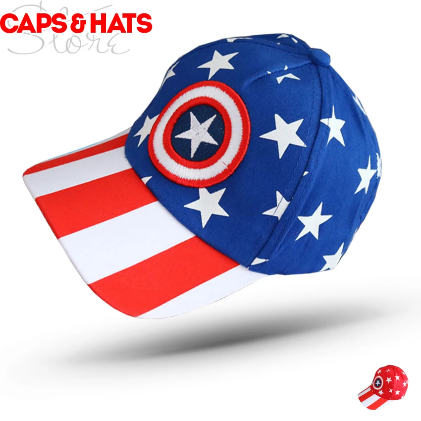 Капитан Америка детей Бейсбол шапка детская шляпа Dames петтен Snapback Шапки для девочек для мальчиков на тему аниме «Жемчуг дракона», Кепки шапки супергероев В переменного тока, 50-54 см F607