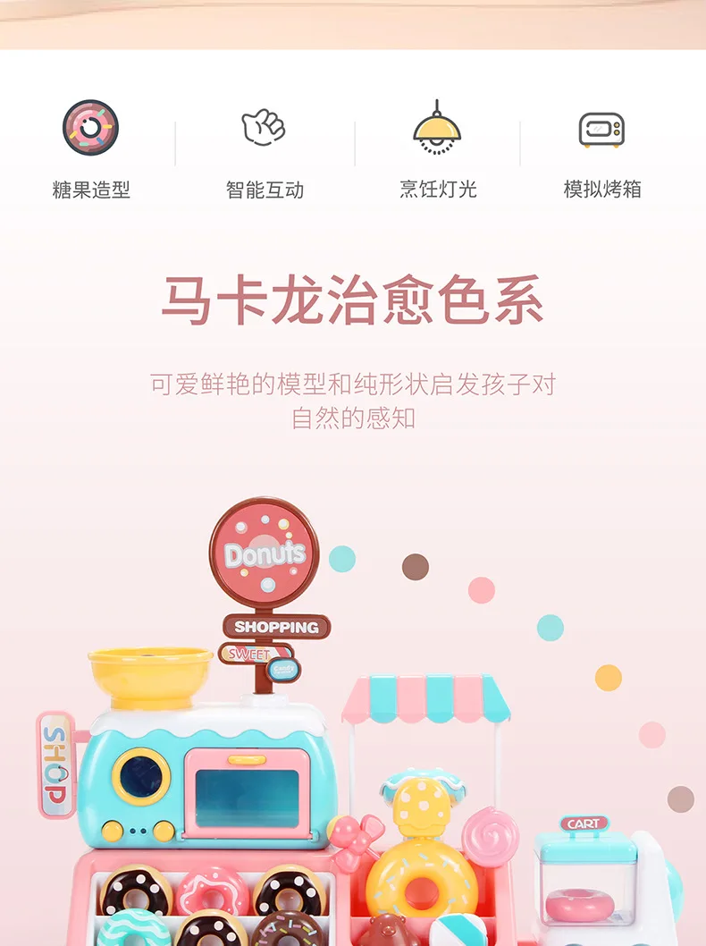 Маленький mx Candy Plan розовый пончик светильник магазин Музыка Дети играть дом игрушки