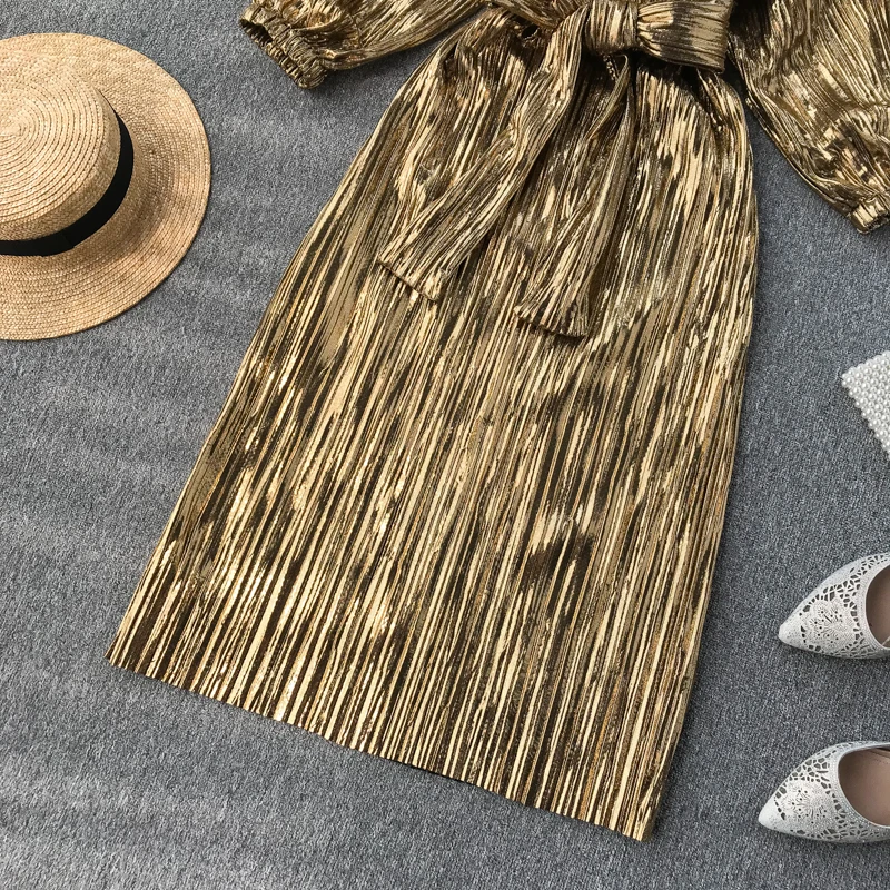 Новое весеннее роскошное Золотое блестящее женское вечернее платье Модное Элегантное Бандажное платье с v-образным вырезом для женщин размера плюс yy362