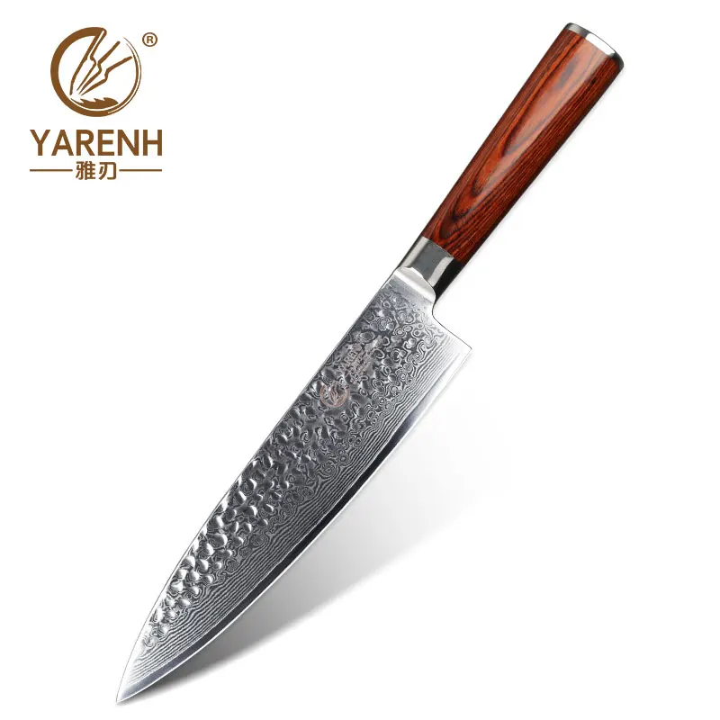 YARENH 8 дюймов шеф повара ножи Дамаска профессиональный нож японские кухонные