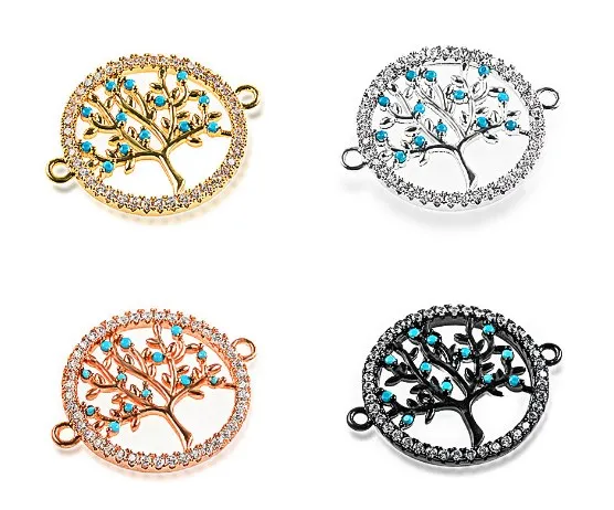 

24*20 мм Рождественское украшение «Древо жизни» с микрозакрепкой фианита, фианиты, бусины из меди, серебро, позолота, аксессуары для браслетов