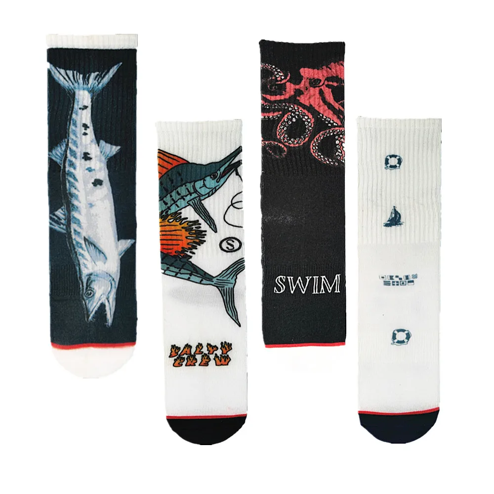 

Printing and Dyeing Socks for Men Women in Autumn Winter Shark Octopus Sailing Boat Creative Personality Harajuku Tube Crew