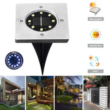 Похороненный светильник наземная лампа-диск светильник s экологичный прочный Солнечный 8 Светодиодный светильник-контроль светодиодный уличный садовый настил домашний желоб