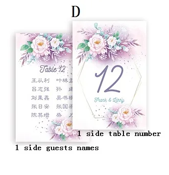 10pcs table card D 1 шт. пользовательское имя, дата помолвки ручная роспись креативный акварельный цветок настольная карта Добро Пожаловать Знак карты для свадьбы - Цвет: 10pcs table card D
