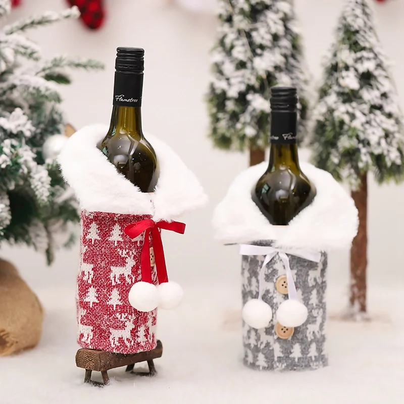 Coffret de décoration,Couverture de bouteille de vin de noël,décorations  pour la maison,cadeau de nouvel an,décor d- 109-B[B1500]