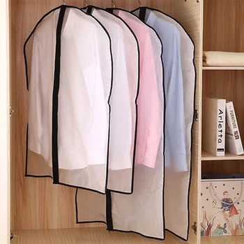 

5pcs/set Clothing Cover Clear Suit Bag Moth Proof Garment Breathable Zipper Dust Storage For Suit Dance Hanging Clothes Dress