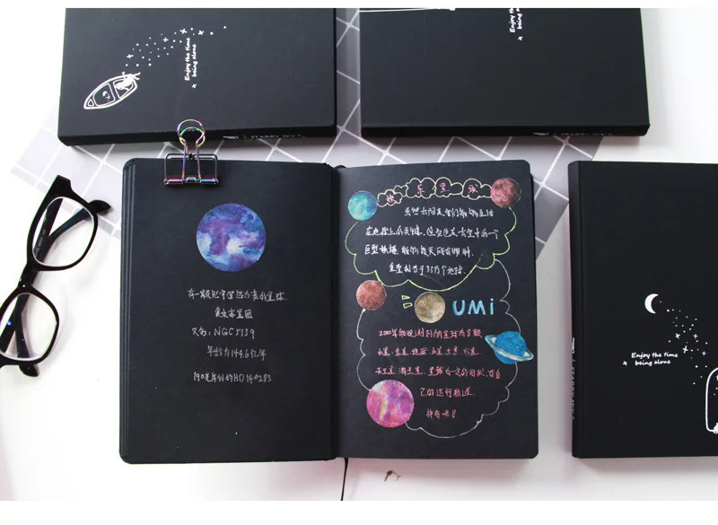 Креативный черный звездное небо Bullet journal записная книжка s для студентов, планировщик, тетрадь, руководство, школьные принадлежности, Канцтовары 016051