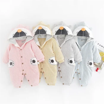 

Autumn Infant Baby Boys Girls Rompers Long Sleeve Cartoon Printed Hoodie Rompers Kids Jumpsuit