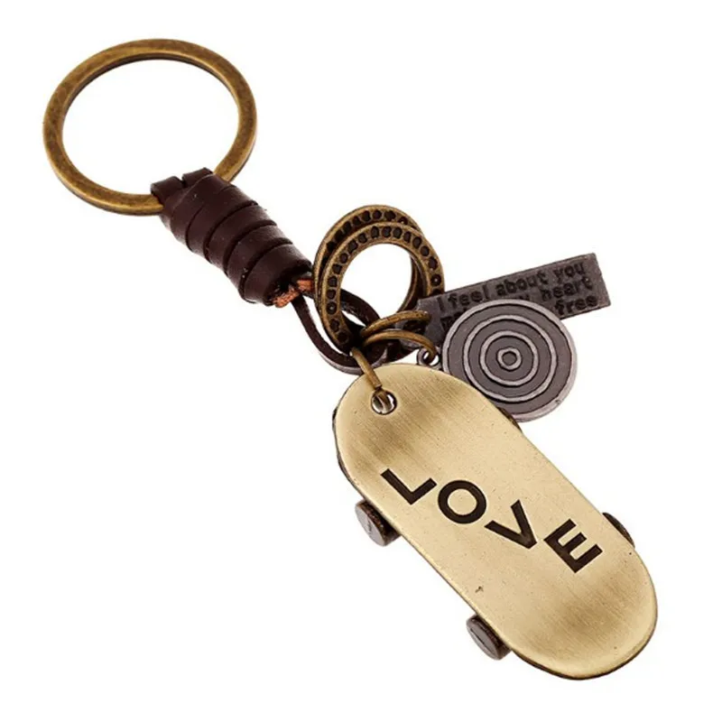 

Creative Keychain Men And Women Small Gifts Alloy Bronze Scooter Retro Weaving Cattle-leather Key Ring Key Chain