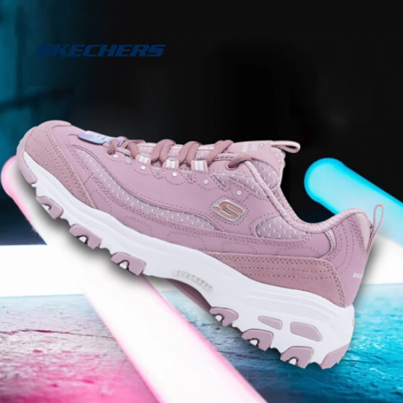 Skechers D'lites кроссовки на платформе женские удобные вулканизированные туфли Тройная подошва металлик Блестки Bling Footwear13142-MVE