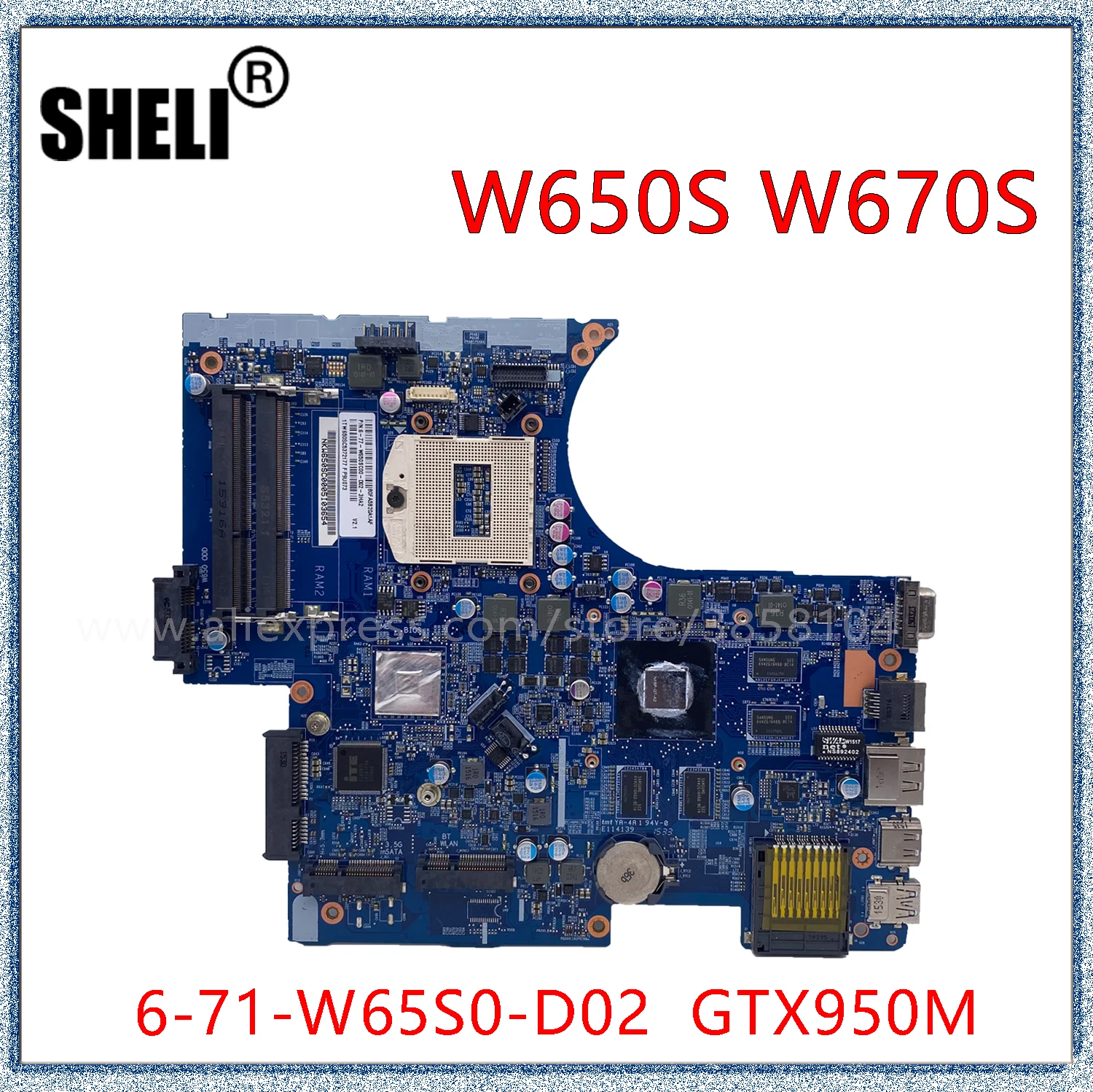 Материнская плата SHELI для ноутбука CLEV0 W650S W650SC W670S W670SR W670SC GTX950M 6-71-W65S0-D02 | Компьютеры