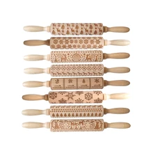 Rolling Pin Лазерная Деревянная Рождественская тисненая скалка для теста инструмент для выпечки кондитерских изделий новогодний Рождественский Декор