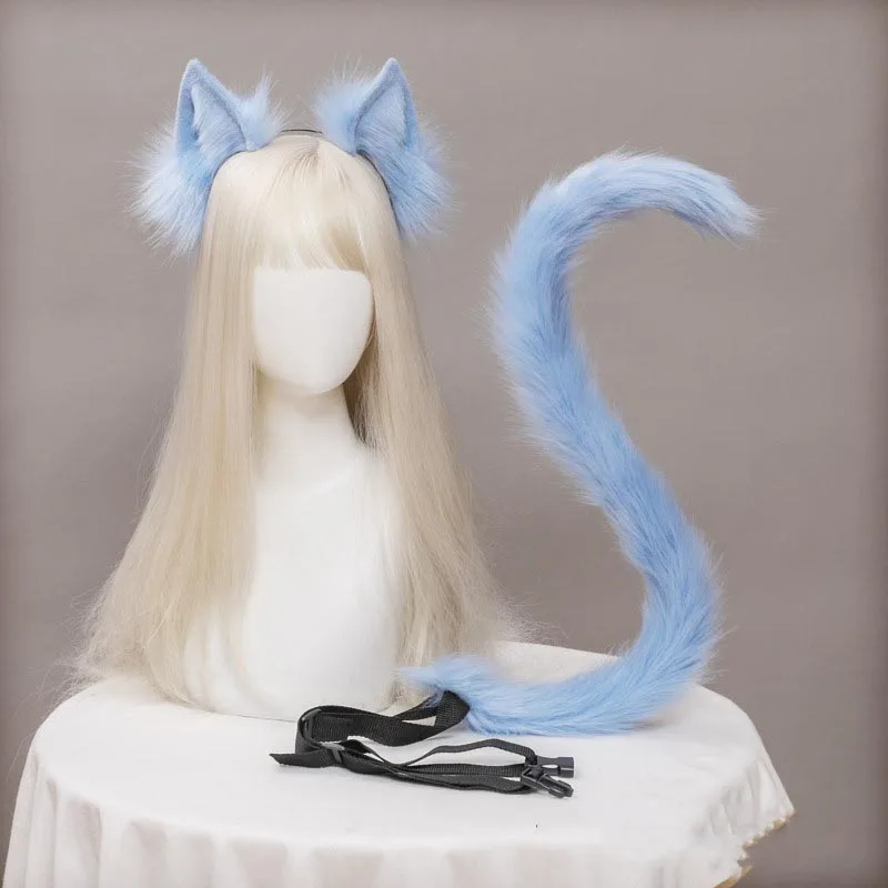 Peluche orecchie di gatto realistico Lolita fascia coda di gatto accessori Cosplay simulazione fatta a mano orecchie di animali copricapo di Halloween Kawaii