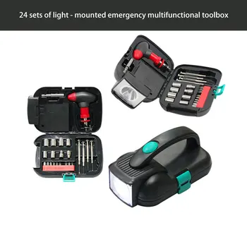 

New24pcs Vehicle Emergency Tool Set Multifunctional Toolbox With Light Car Hardware Tool Set 5mm 6mm 7mm 8mm 9mm 10mm 11mm 12mm