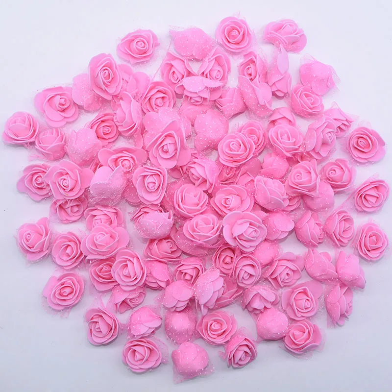 50/100 шт мини красочные из вспененного полиэтилена, искусственный цветок Роза головы, украшение для свадьбы, дома, вечерние Декор DIY украшения для сада