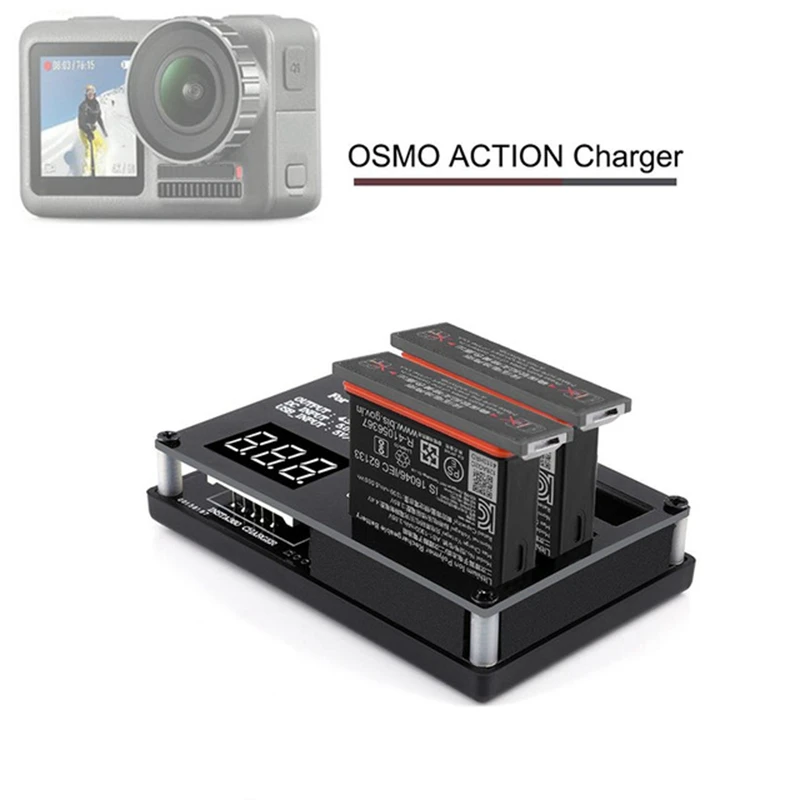 ABKT-Rcharlance 3 в 1 зарядное устройство для спортивной камеры s Для Dji Osmo Action charger 1300Mah комплект для зарядки литиевой батареи Dc Usb вход