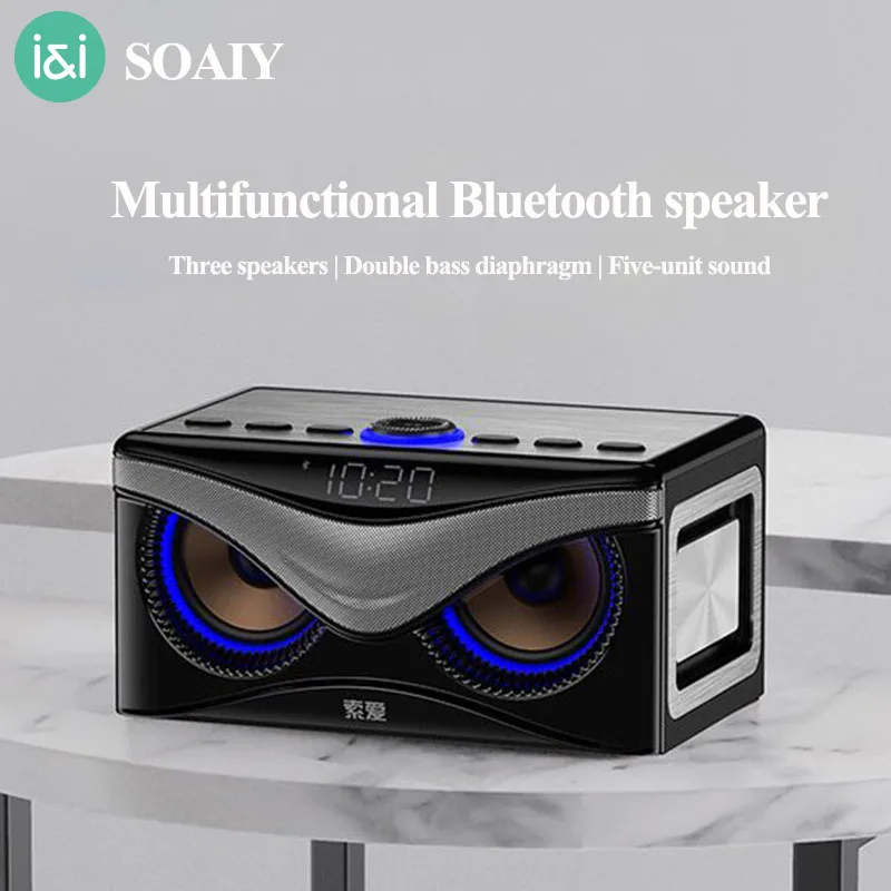 

Cool Owl Design Bluetooth Speaker LED Flash Wireless Loudspeaker for tv outdoor subwoofer FM Radio Alarm Clock TF Card Support