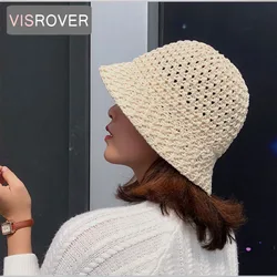VISROVER 6 Colorway Solid Bucket Hat Unisex Bob Caps Yellow Hip Hop Hats For Women Summer Cap Beach Sun Fisherman Hat Gift