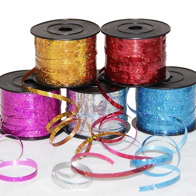 100Yards Silver Crimped Curling Ribbon Shiny Metallic Balloon String Roll  Gift Wrapping Ribbon for Party Festival Art Craft Decor Florist Flowers