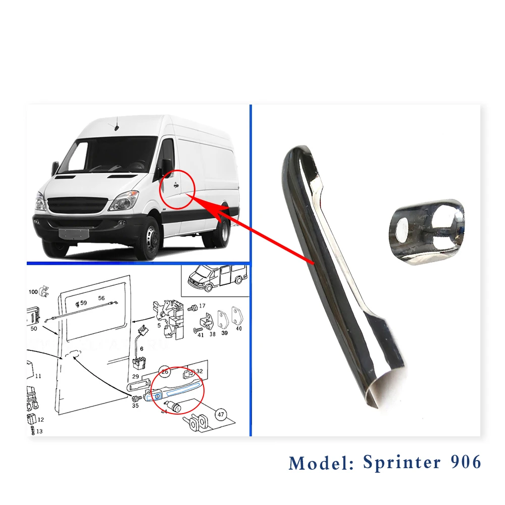 Outside Chrome Sliding Door Handle Cover For Sprinter & Crafter