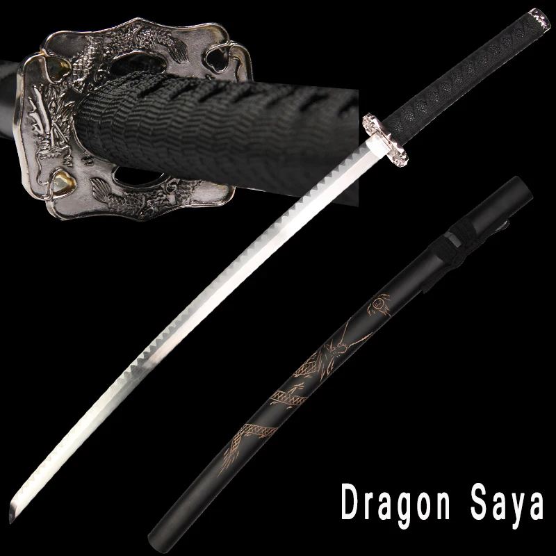 

Dragon curving scabbard sword carbon steel katana real swords Dragon Tsuba no sharp
