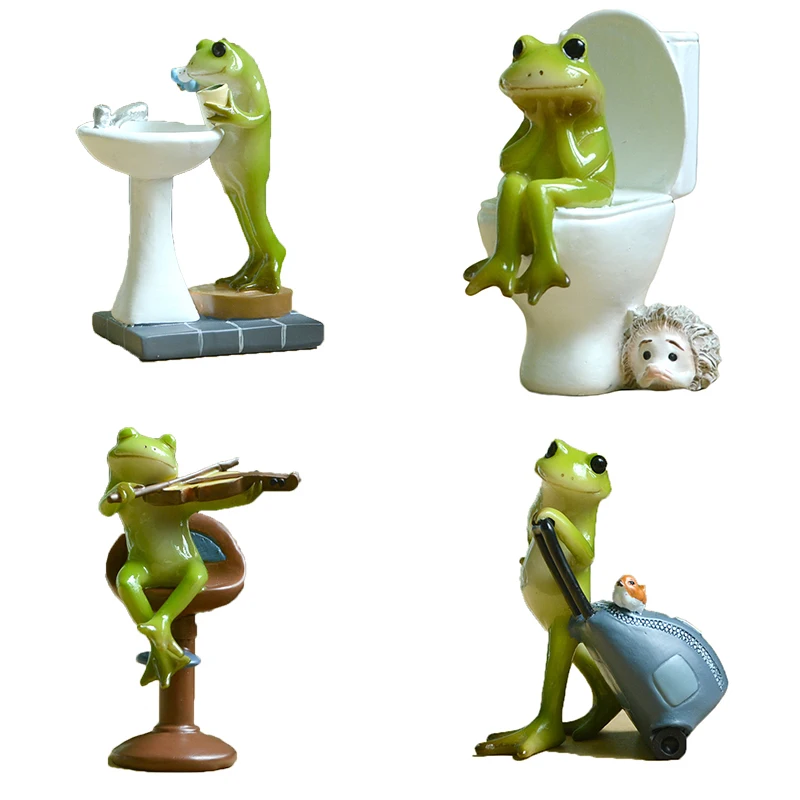 Travel Frog Miniature Figurine Fairy Garden Ornament Home Bonsai Office Desktop Decor Creative Gift Decoration Accessories | Дом и сад