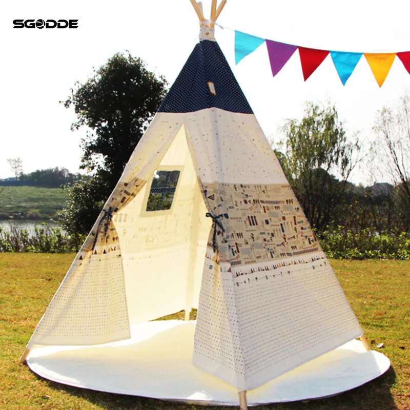 

SGODDE Pet Tents Outdoor Wigwan Large Kids Play Tent Teepee Tipi Portable Folding Camping Outdoor Indoor Outdoor Puppies House