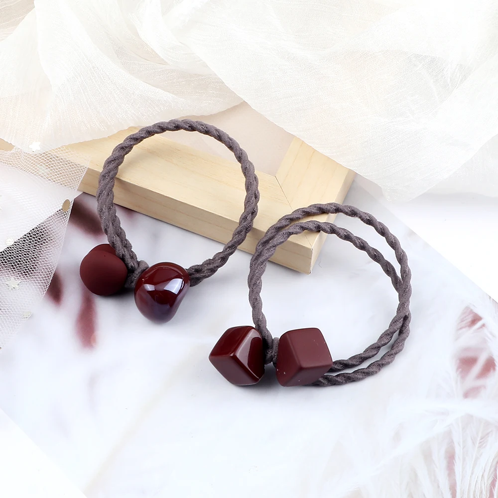 Twist Elastic Rope Rubber Bands Matte Cube Heart Pendant Headband Korean  Creative Fashion Hair Ties Women Girls Hair Accessories