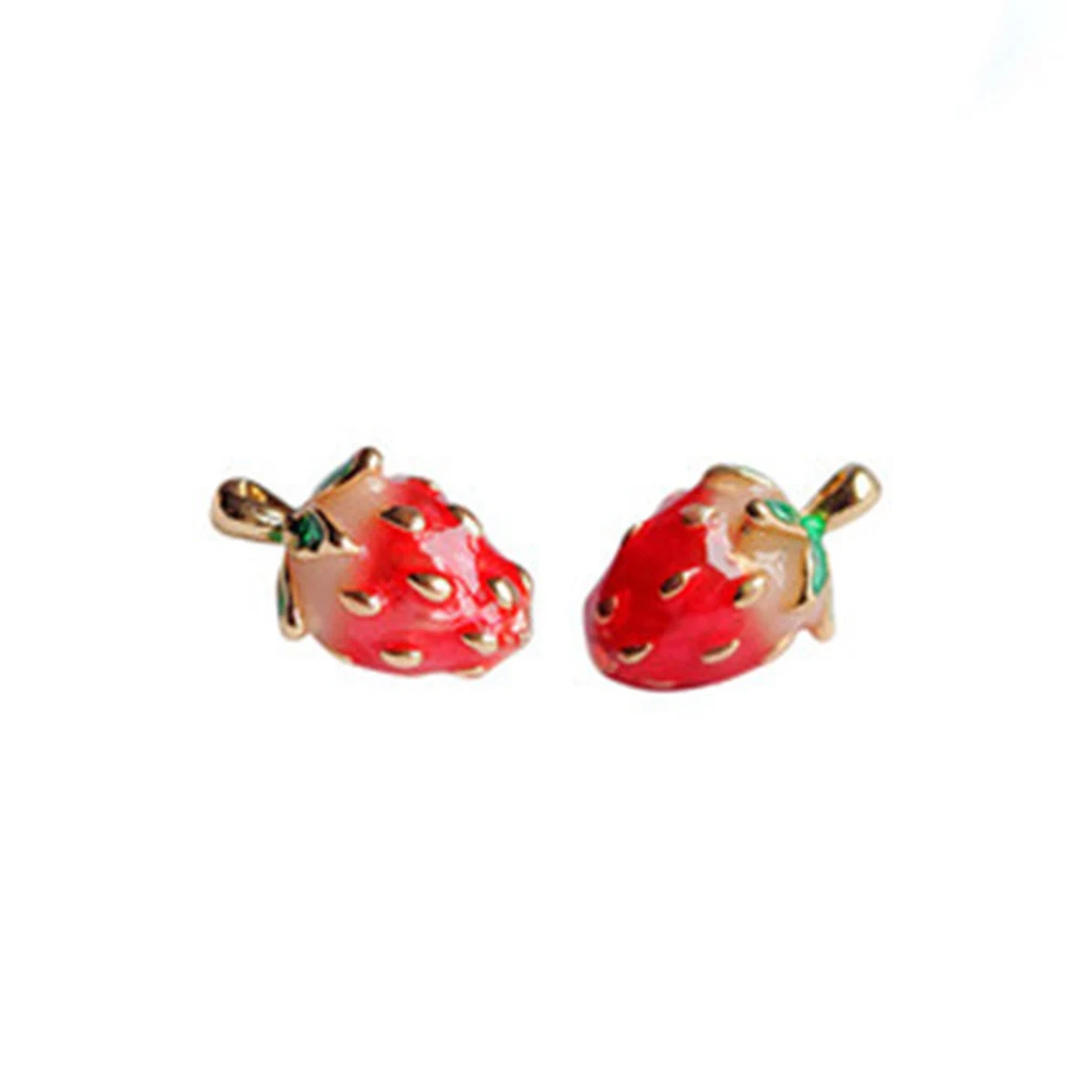 Женские эмалированные милые Клубничные серьги-гвоздики для женщин и девочек, мини-серьги-гвоздики в Корейском стиле, розовые, красные, Клубничные серьги-гвоздики