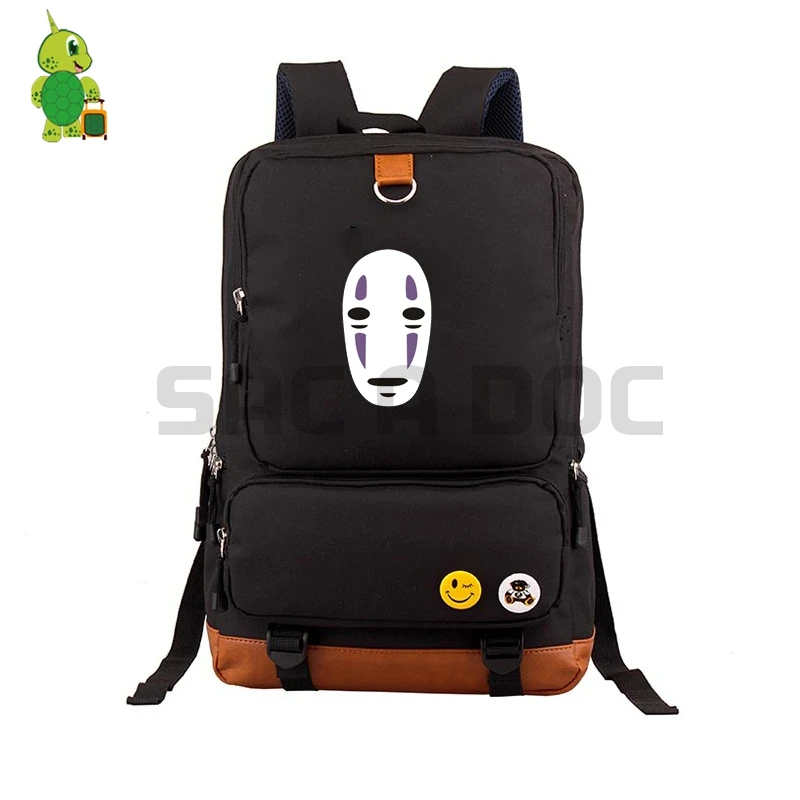 Ghibli Totoro унесенный призраками женский мужской холщовый рюкзак большой емкости школьные сумки для подростков мальчиков девочек винтажный рюкзак для ноутбука - Цвет: Золотой