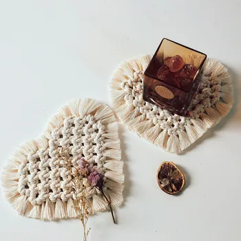 

Handmade Cotton Braid Insulation Mats Northern Europe Macrame Cup Pad Bohemia Table Mat For Kitchen Home Decor
