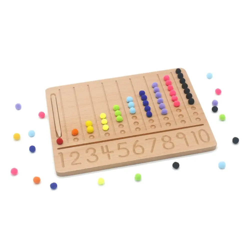 

Montessori Toy Wooden Math Materials Beads 1-10 Number Tracing Board Early Learning Educational Toys For Children H0764H