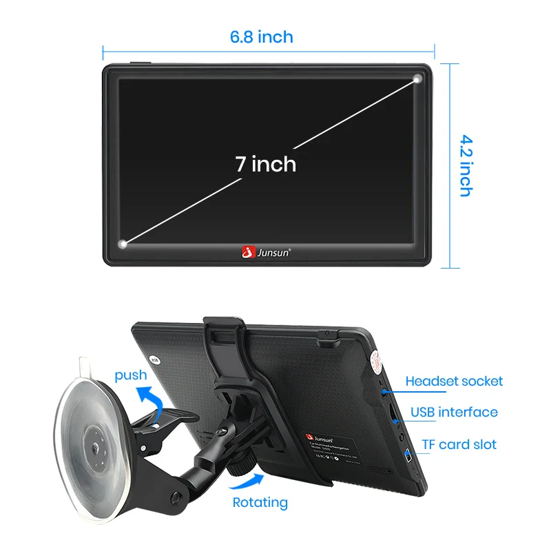Junsun 7 дюймов HD gps-навигации автомобильный FM 8 ГБ / 800 мГц карта бесплатное обновление россия навител системный блок навигатор автомобильный