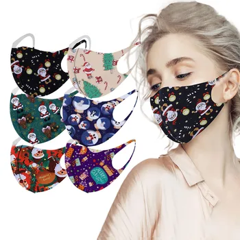 

6pcs Christmas Reusable Mask Cloth Fabric Mask Print Dust-proof Smog Washable Mask Sun Protection Is Not A Disposable Mascarilla