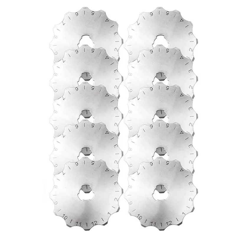 10 Pack 45mm Crochet Edge Skip Blades, Wide Skip Blade Rotary Cutter