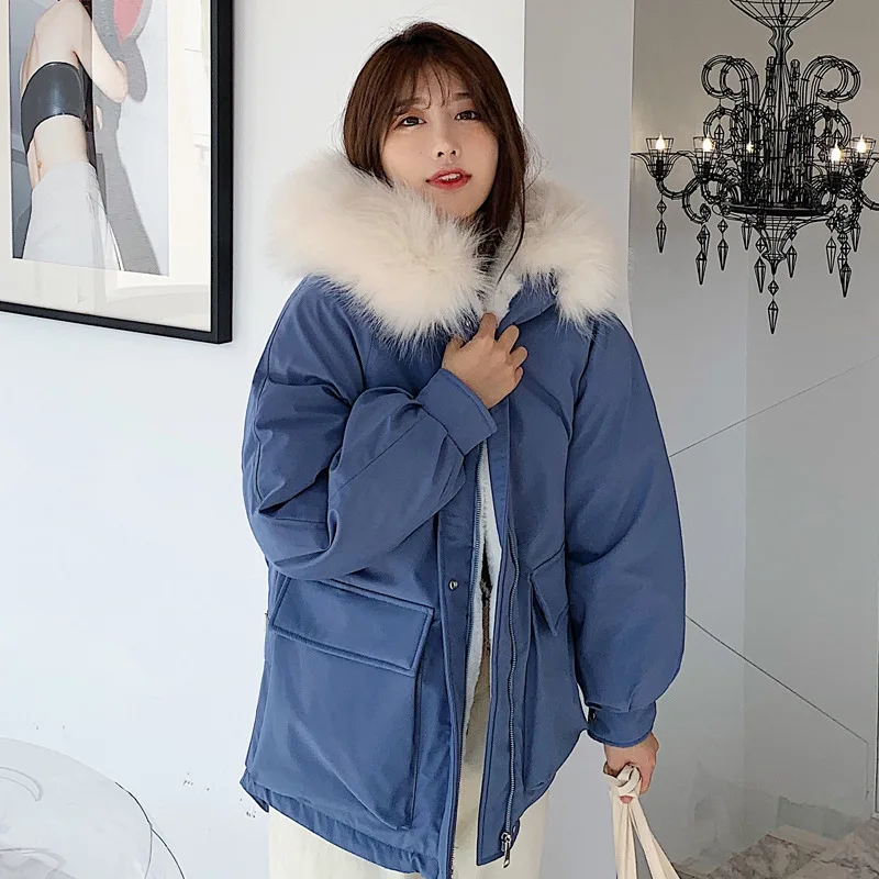 

ZADORIN 2019 Korean Style Parkas Winter Jacket Women Hooded Inside Furry Thicken Warm Coats Collection Windproof Short Overcoat