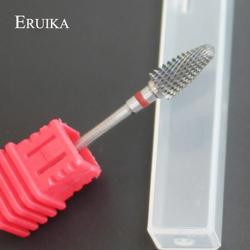 ERUIKA 1 шт. красная F карбидная фреза для ногтей Cuspidual электрическая вращающаяся
