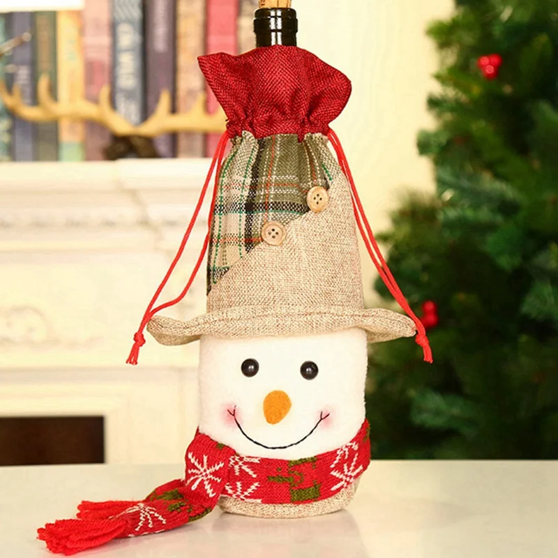 Санта-Клаус, снеговик для бутылки, крышка, Рождественская винная бутылка, Декор, набор, Рождественское украшение для дома, кухни, ужин, год, Рождество