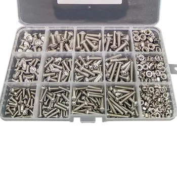 

New 500pcs/Lot M3 M4 M5 Stainless Steel 304 Hexagon Socket Head Cap Socket Screw Bicycle Hex Bolt Nut Screws Set Assortment Kit