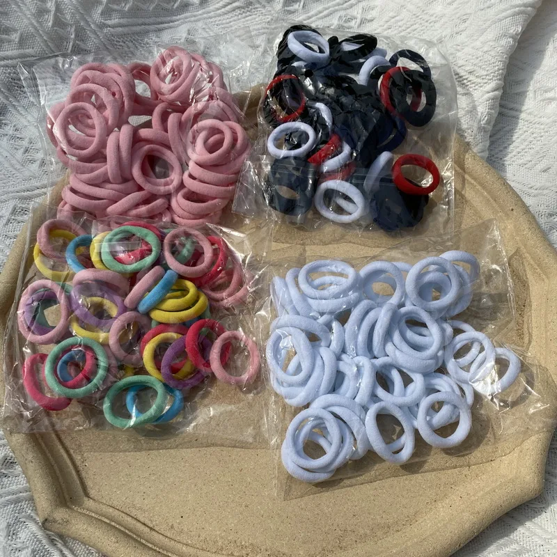 50 teile/paket kinder Einfarbig gummiband baby elastische haarbänder mädchen schwarz haar krawatten Pferdeschwanz Halter seil Gum kind Kopfbedeckungen – Detail 4