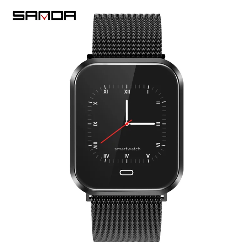 SANDA CD16 деловые мужские умные цифровые наручные часы монитор сердечного ритма набор часов для супружеской пары подарок для Iphone huawei samsung - Цвет: Черный