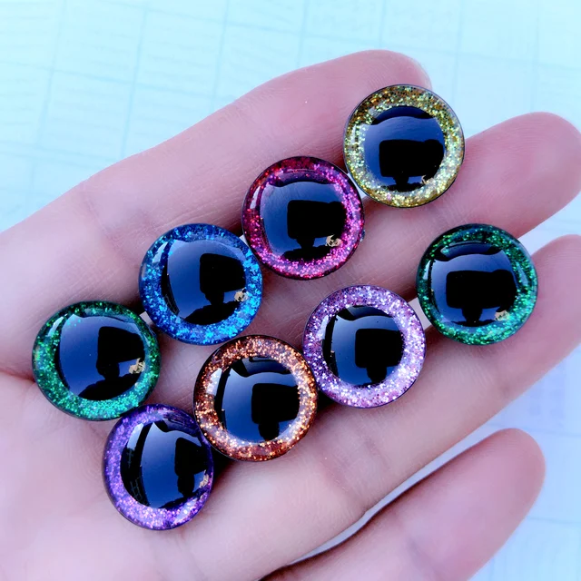 30 pcs/Box Clear 3d Glitter Safety Eyes For Toys Puppet Crochet Plastic Safety Toy Eyes Mix Size 9/10/12/14/16mm Amigurumi 2