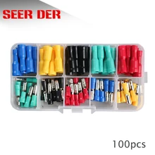 Conjunto de ponta isolada, conjunto de ponteiras isoladas, conector de fio fêmea/macho, cabeamento elétrico, mpd kit com 100 peças 1.25-156